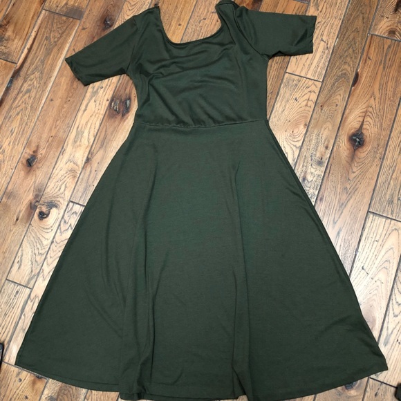 Olive Green Fit n Flare Premise Dresses - Picture 2 of 7